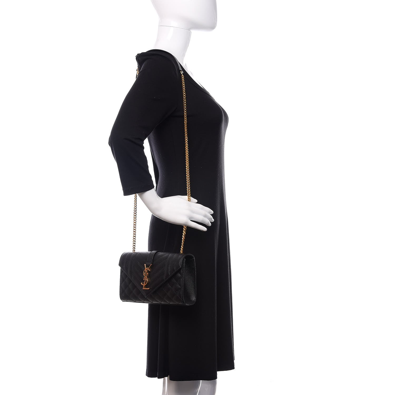 Saint Laurent Grain De Poudre Textured Mixed Matelasse Triquilt Small Monogram Satchel Black 2 of 9
