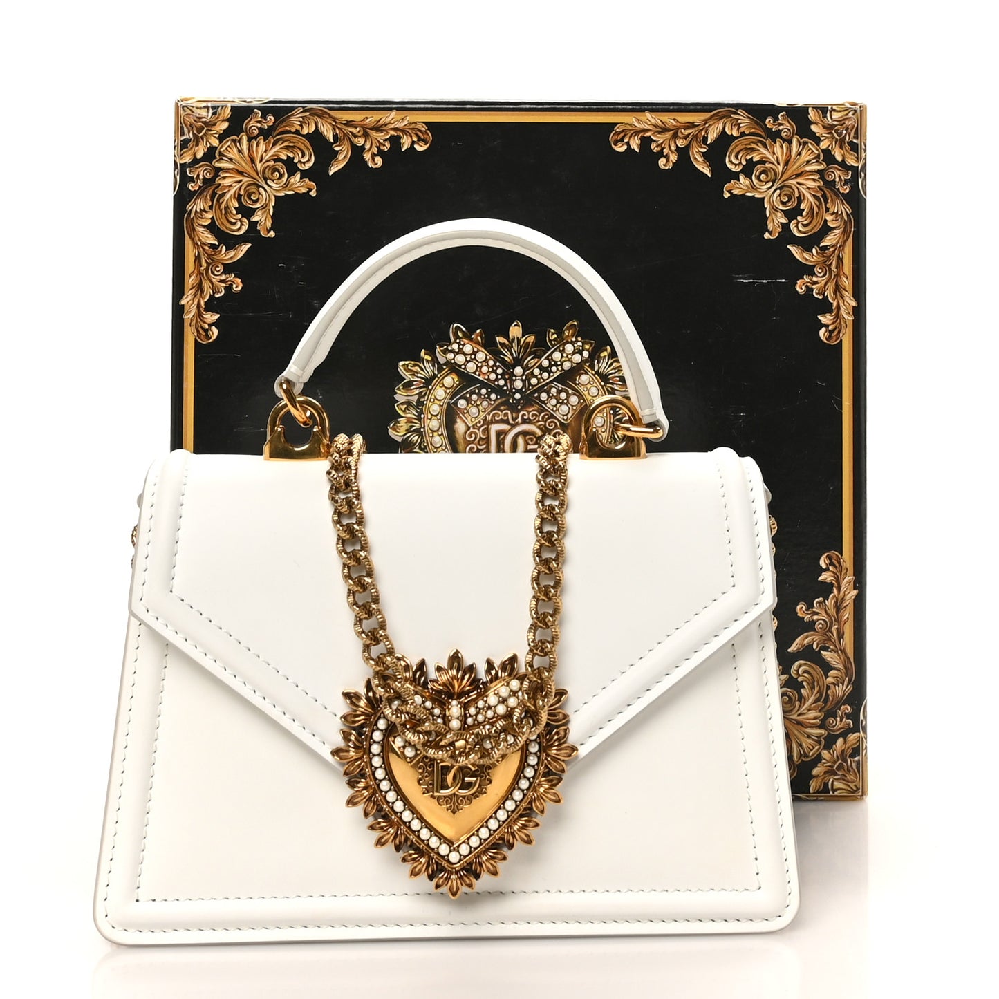 Smooth Calfskin Small Devotion Envelope Top Handle Bag White