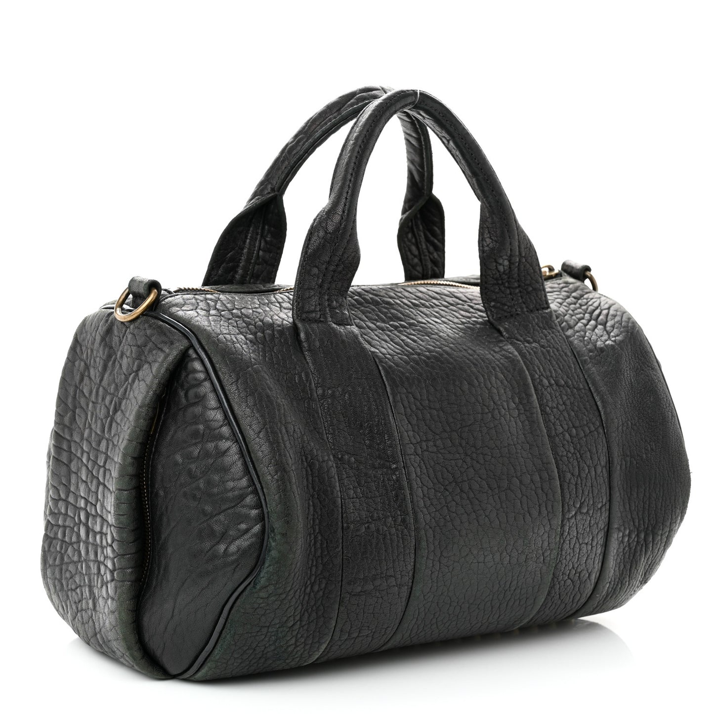 Pebbled Lambskin Rocco Black Antique Brass Hardware