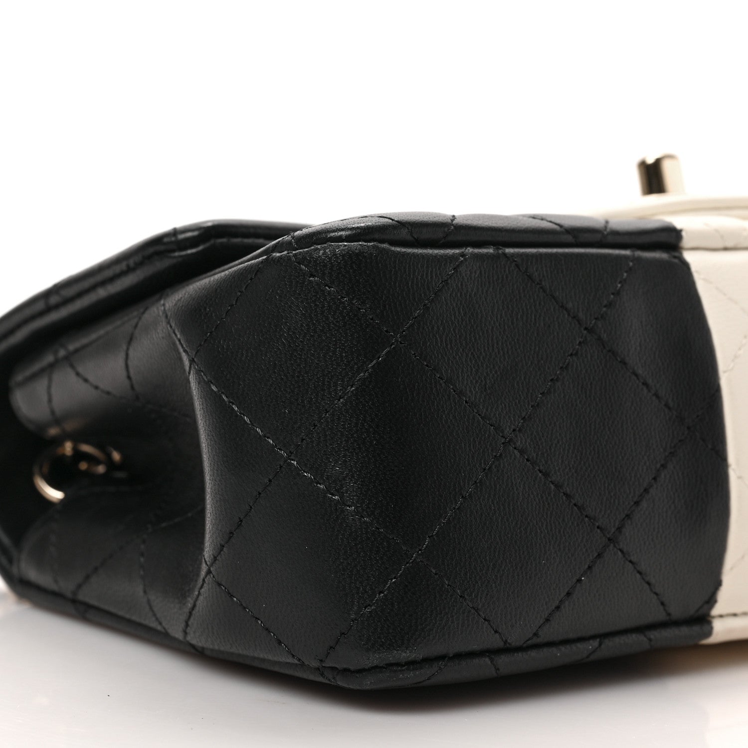 Chanel Lambskin Quilted Mini Rectangular Flap Black White 8 of 9
