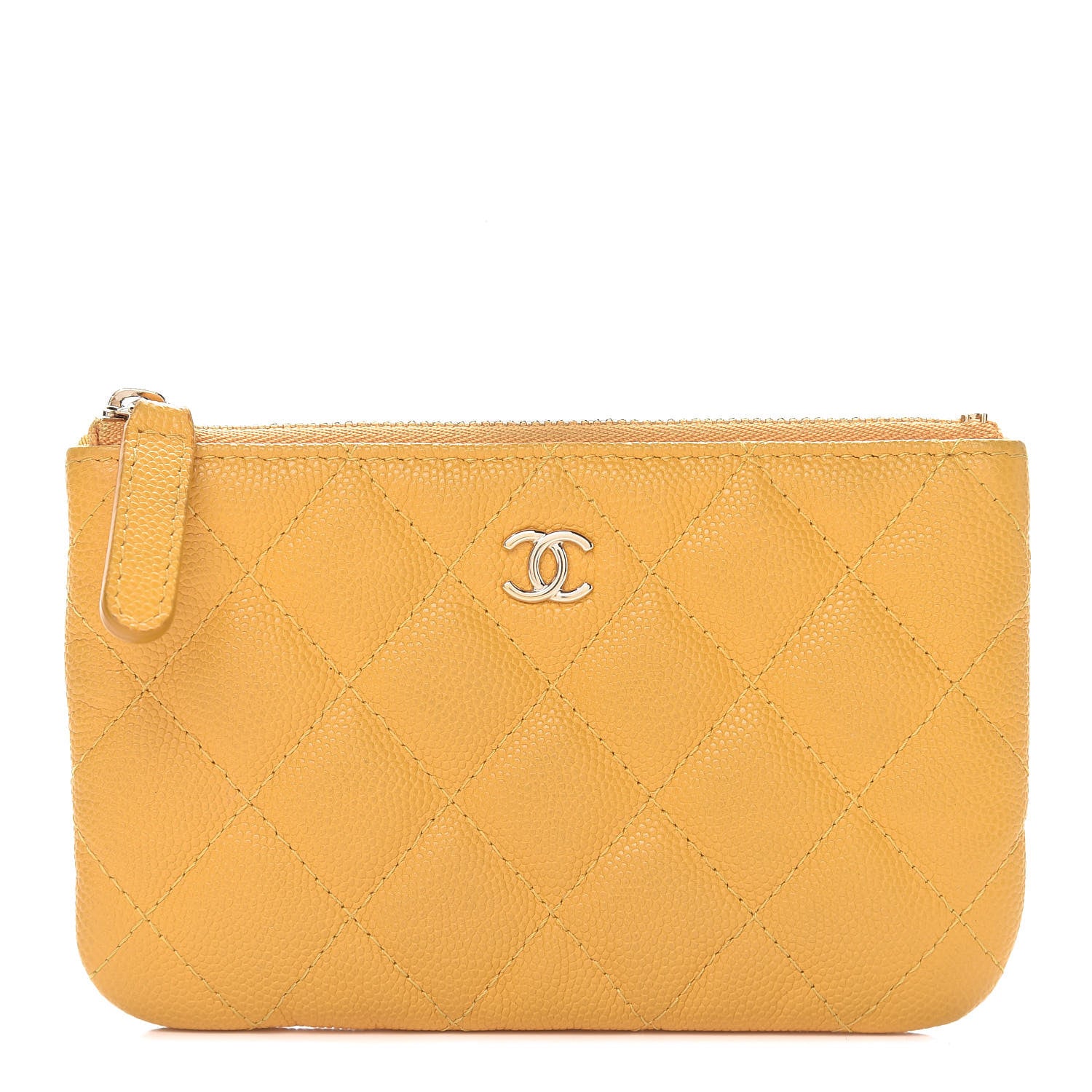 Chanel Caviar Quilted Small Cosmetic Case Yellow 1 of 11