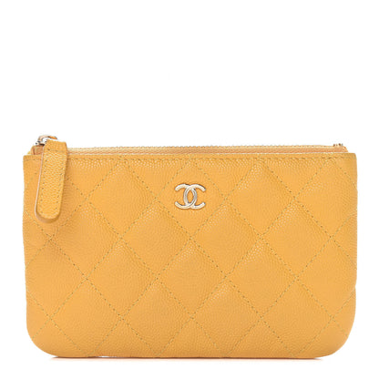 Chanel Caviar Quilted Small Cosmetic Case Yellow 1 of 11