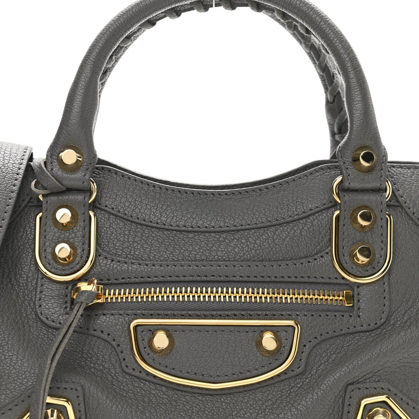 Chevre Gold Metallic Edge Hardware Mini City Gris Acier