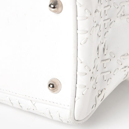 Christian Dior Lambskin Stitched Woven Medium Lady Dior White 16 of 16