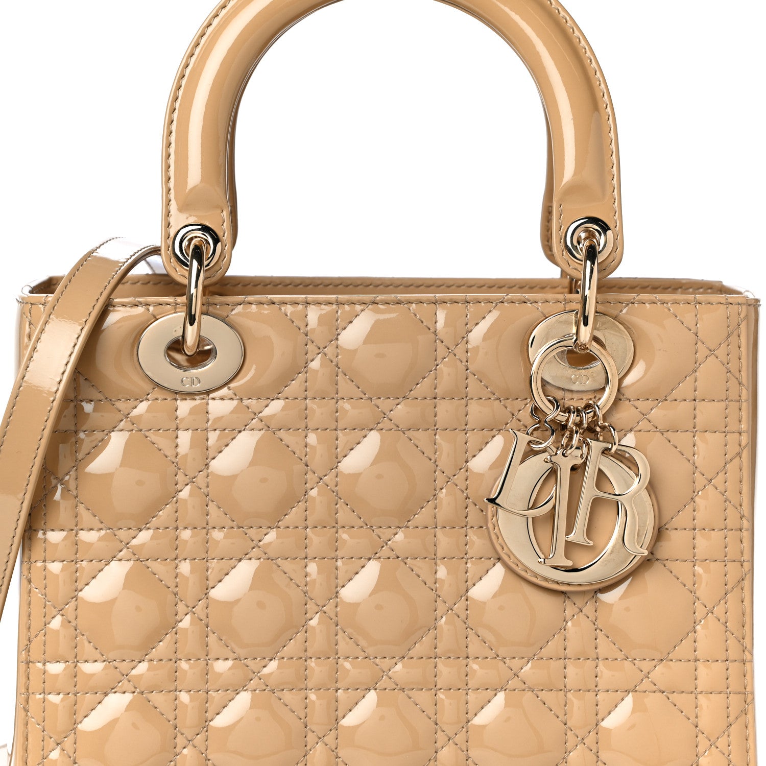 Christian Dior Patent Cannage Medium Lady Dior Beige 8 of 13