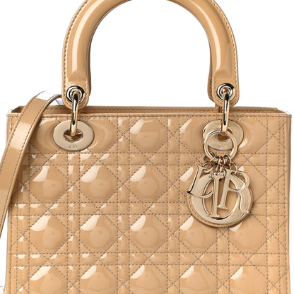 Christian Dior Patent Cannage Medium Lady Dior Beige 8 of 13