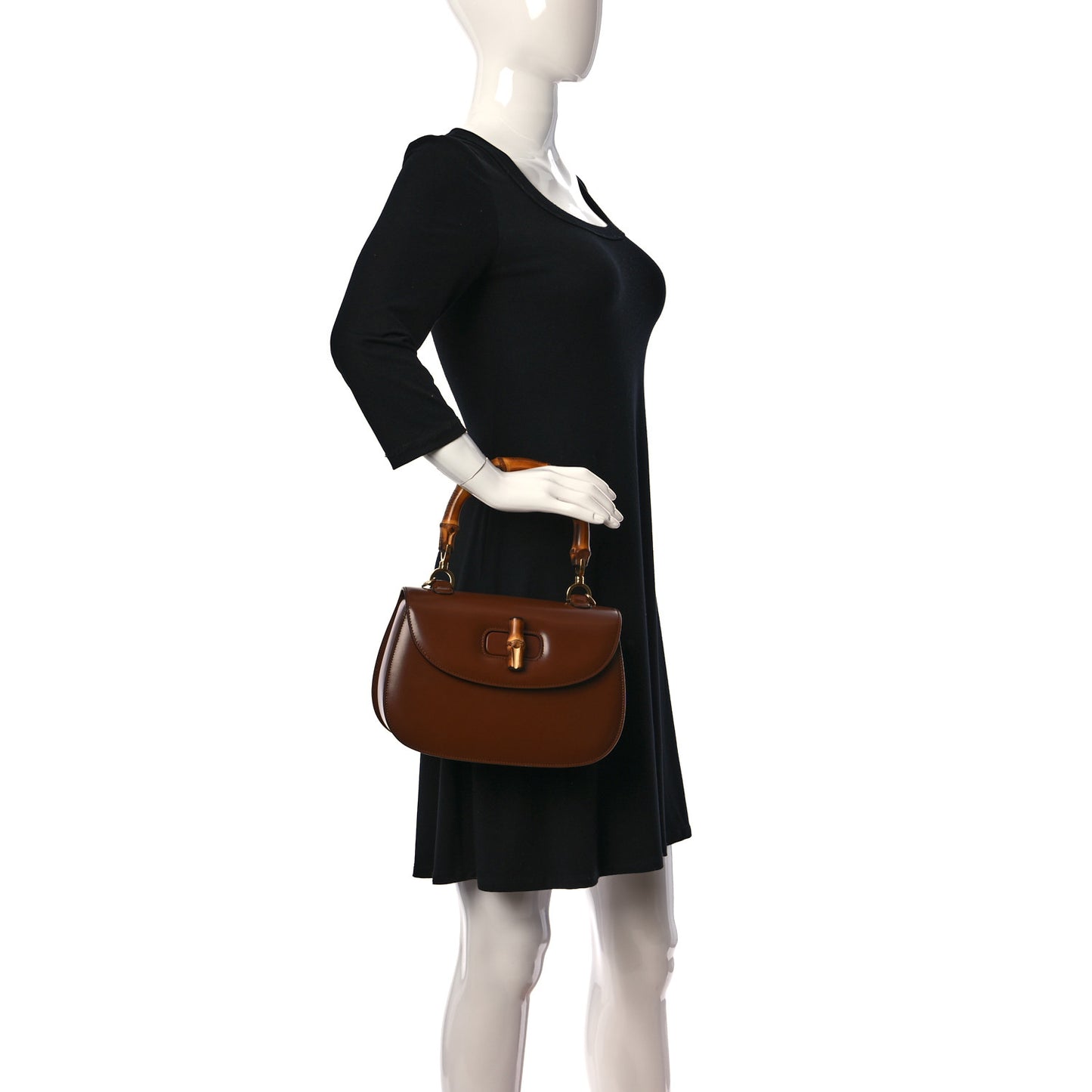 Boarded Dyana Lux Calfskin Web Medium Bamboo 1947 Top Handle Bag Brown