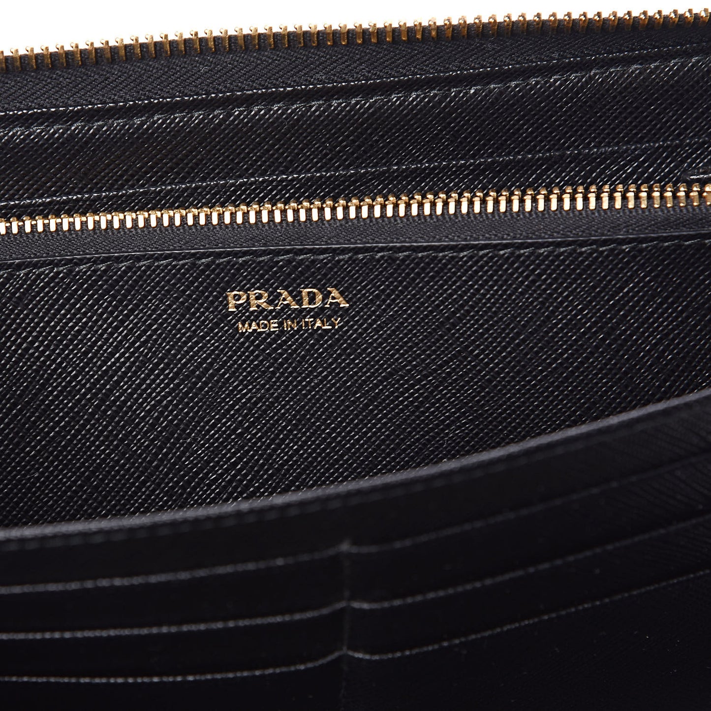 Saffiano Metal Large Zip Around Travel Wallet Black