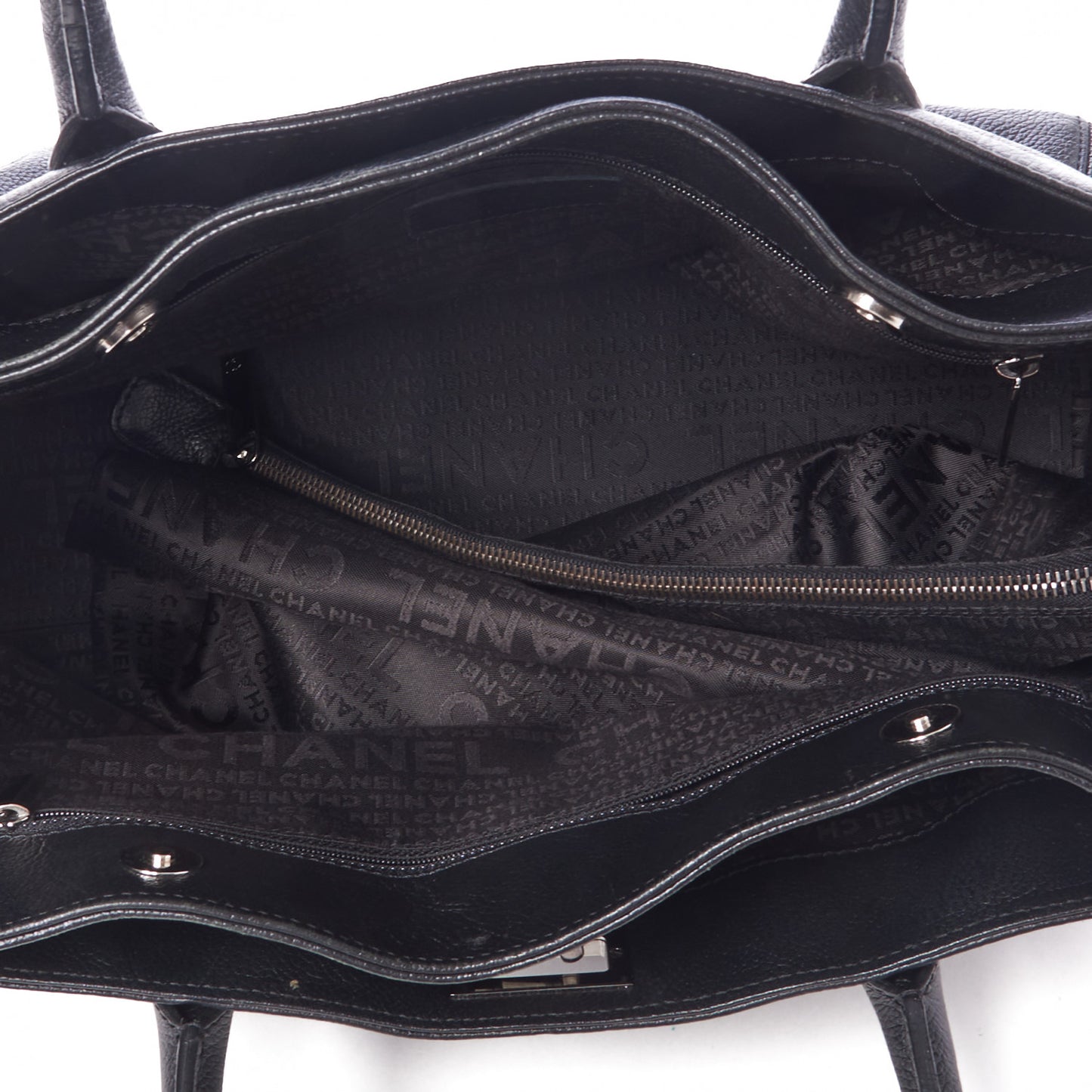 Calfskin Mademoiselle Lock Cerf Executive Shopper Tote Black