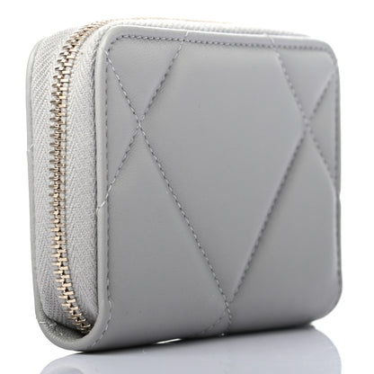 Chanel Lambskin Quilted Chanel 19 Zip Around Coin Purse Wallet Grey 3 of 7