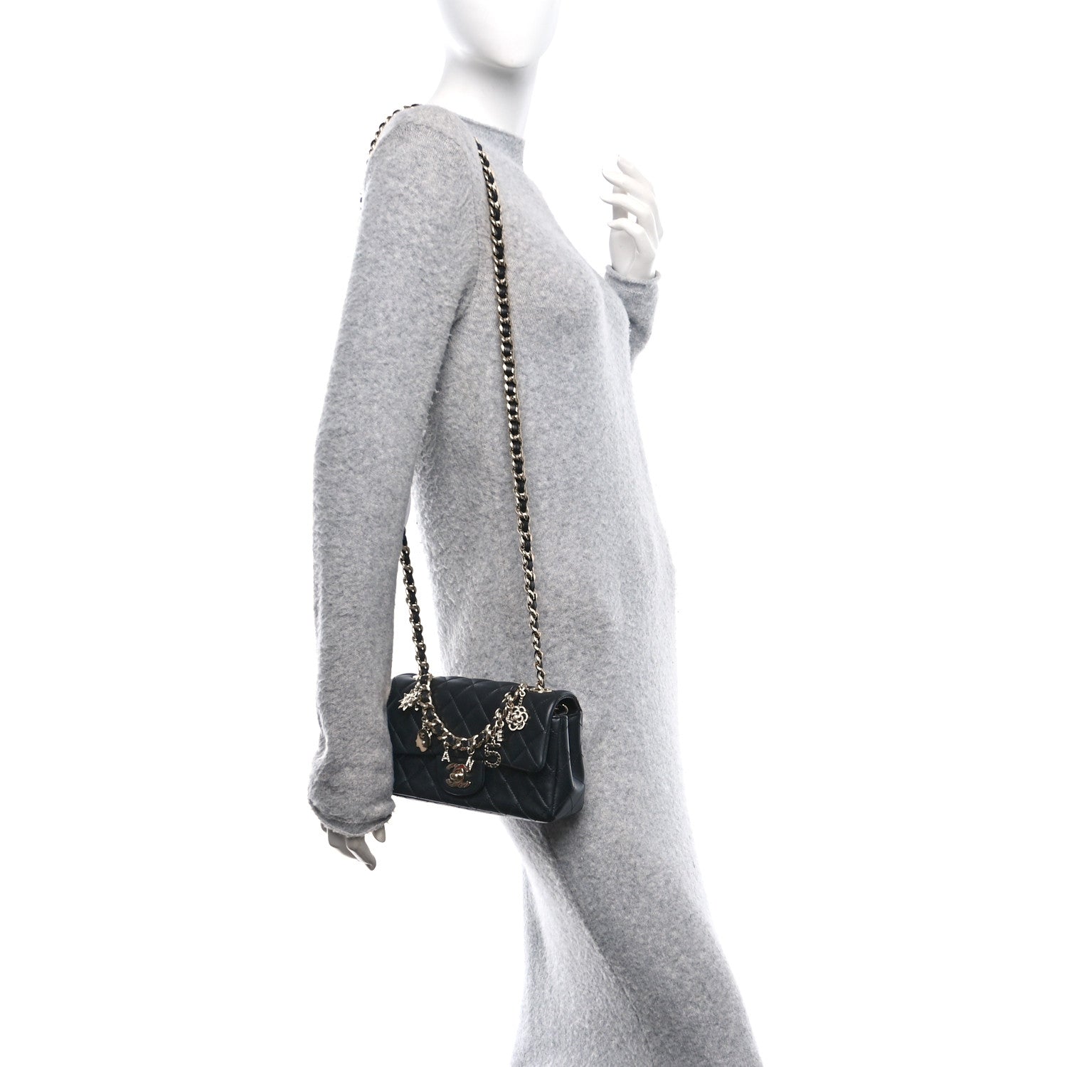 Chanel Lambskin Quilted Mini Coco Charms Rectangular Flap Black 2 of 11