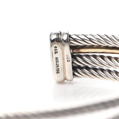 David Yurman Sterling Silver 18K Yellow Gold Crossover Three Row Cuff Bracelet 5 of 5