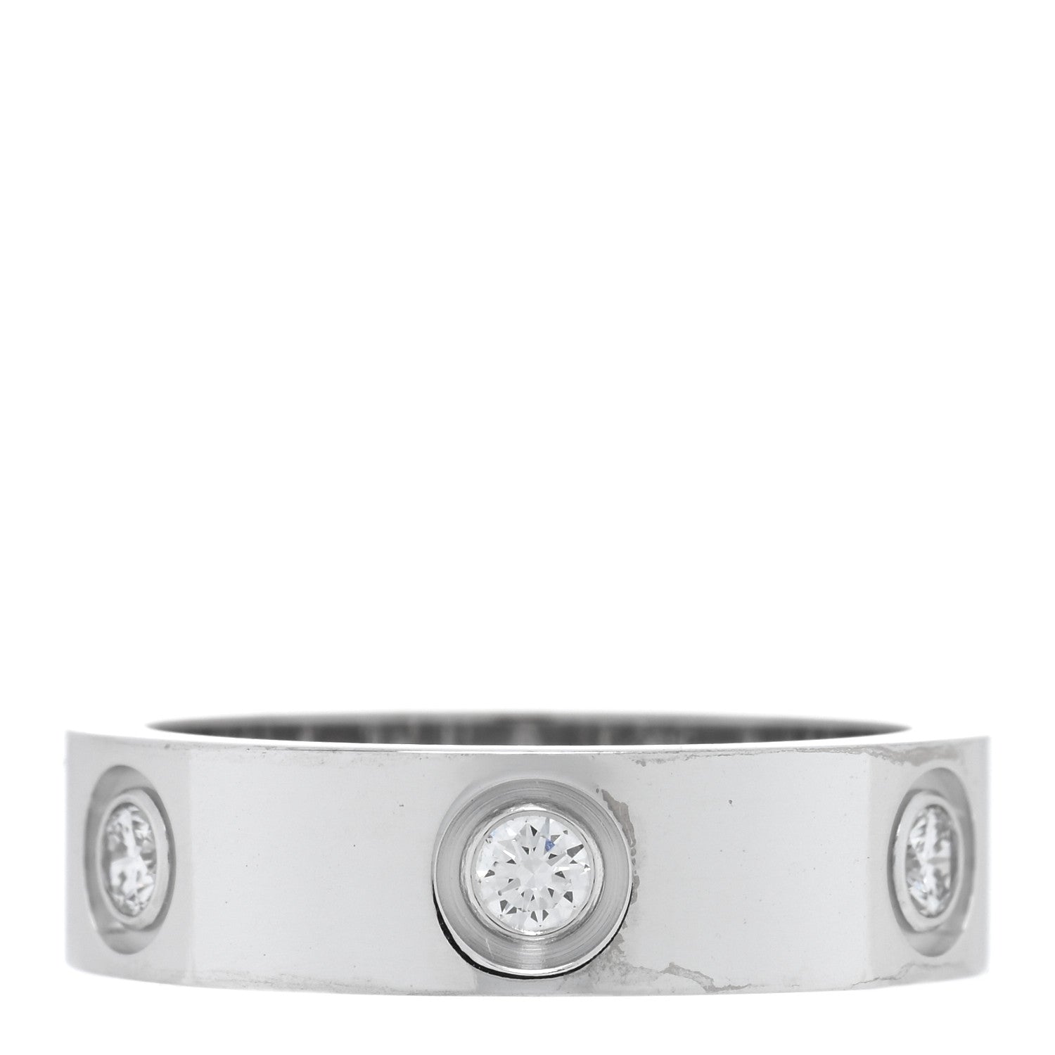 Cartier 18K White Gold 6 Diamond 5.5mm LOVE Ring 54 6.75 1 of 5
