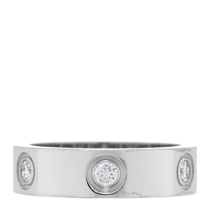 Cartier 18K White Gold 6 Diamond 5.5mm LOVE Ring 54 6.75 1 of 5