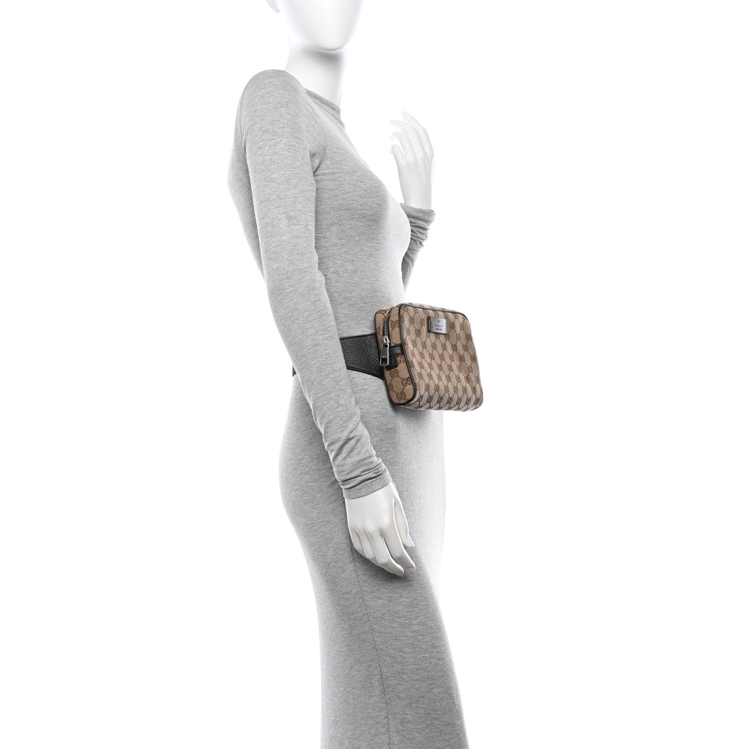 Gucci Monogram Dollar Calfskin Belt Bag Beige Ebony Testa di Moro Marrone Scuro 2 of 11