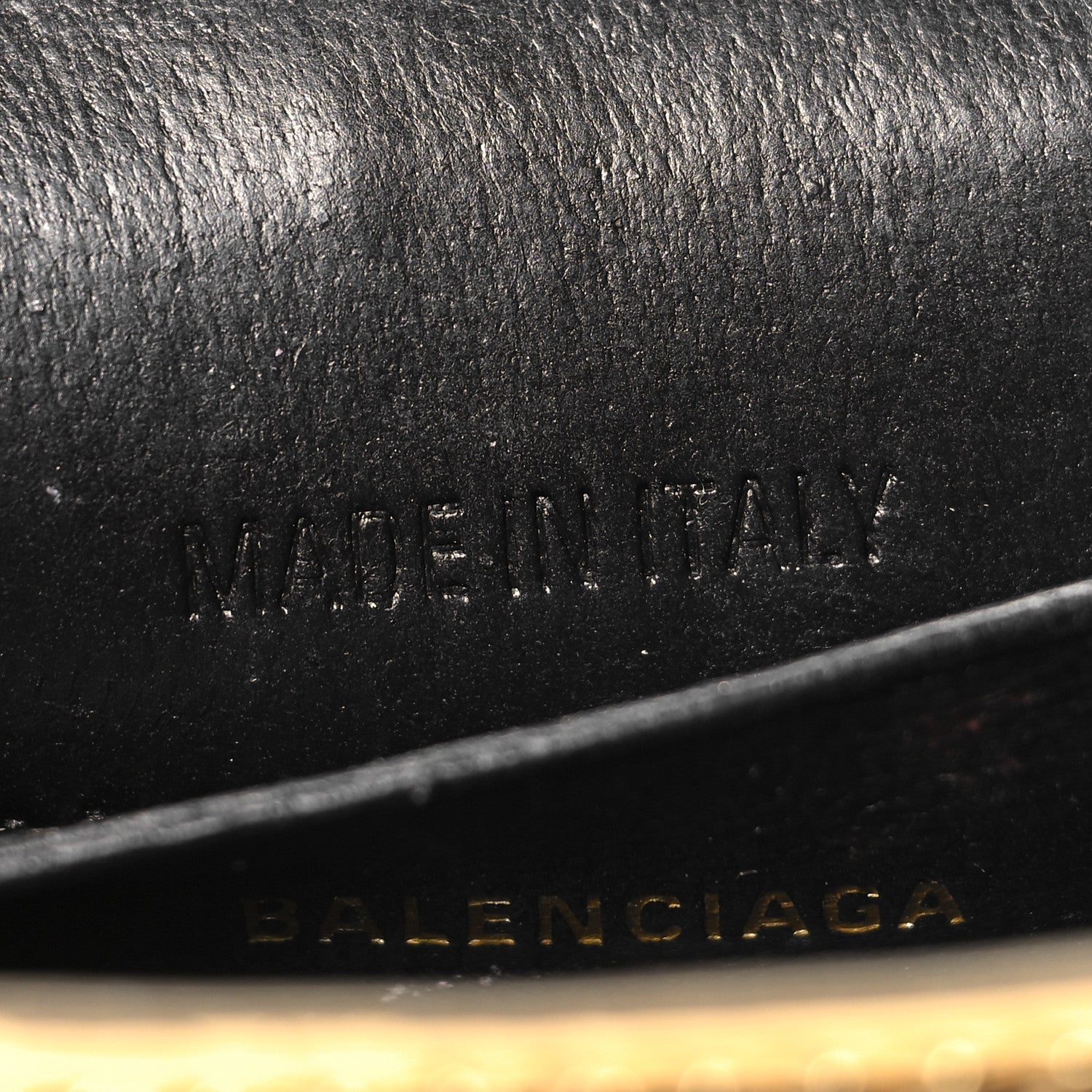 Balenciaga Metallic Calfskin Crocodile Embossed Hourglass Top Handle Bag Mini with Chain Gold 7 of 10