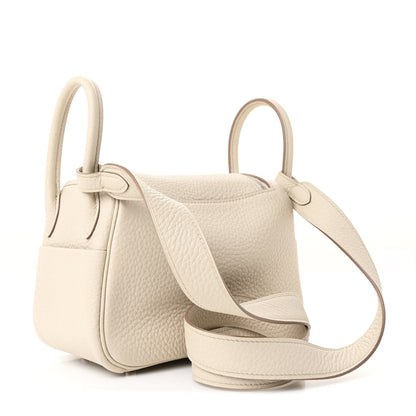 Hermes Taurillon Clemence Mini Lindy 20  Beton 3 of 12