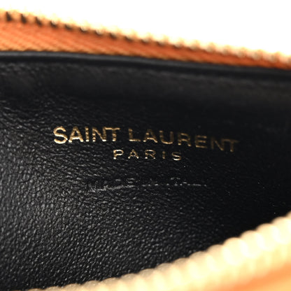 Saint Laurent Monogram Grain de Poudre Fragments Zip Pouch Card Holder Senape Yellow 6 of 6