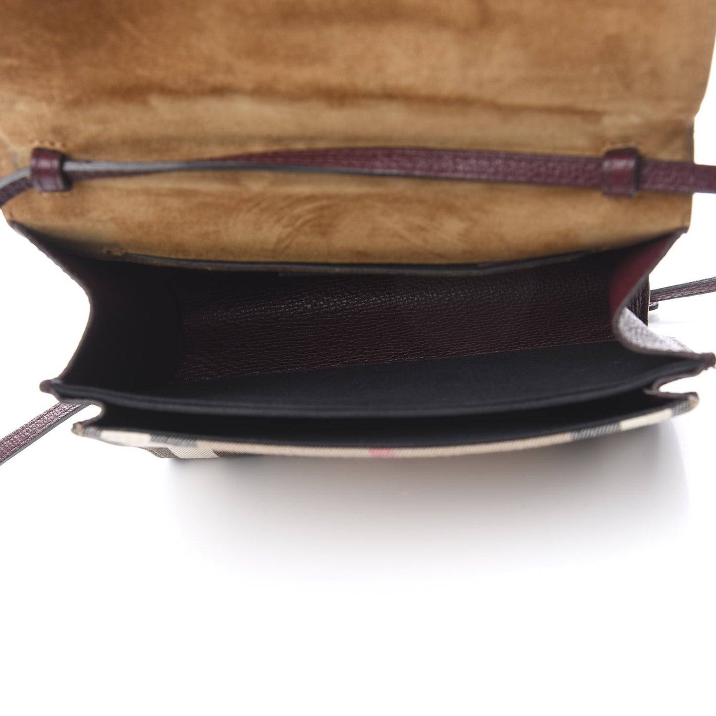 Derby Calfskin House Check Small Macken Crossbody Bag Mahogany Red