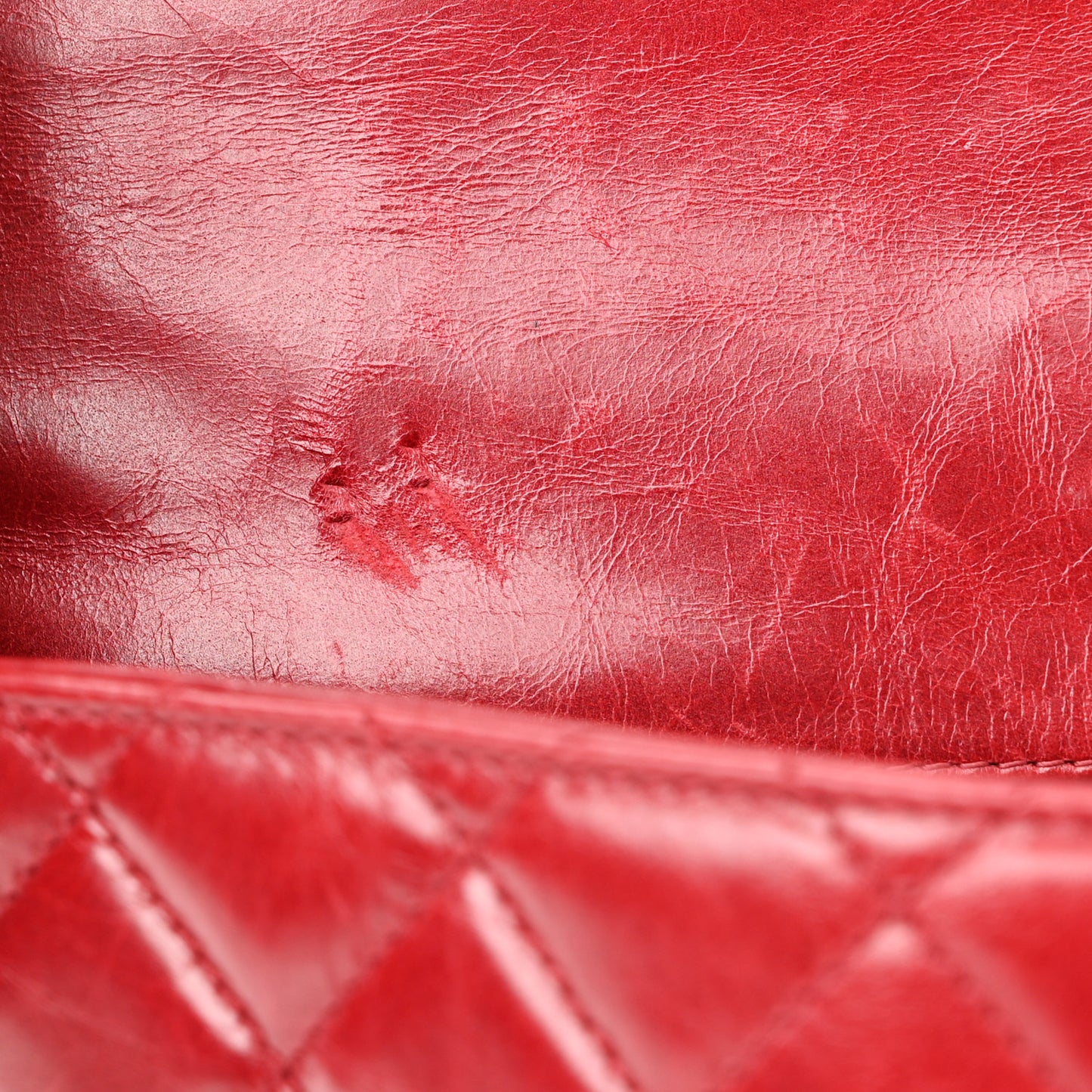 Glazed Calfskin Castle Rock Medium Flap Red