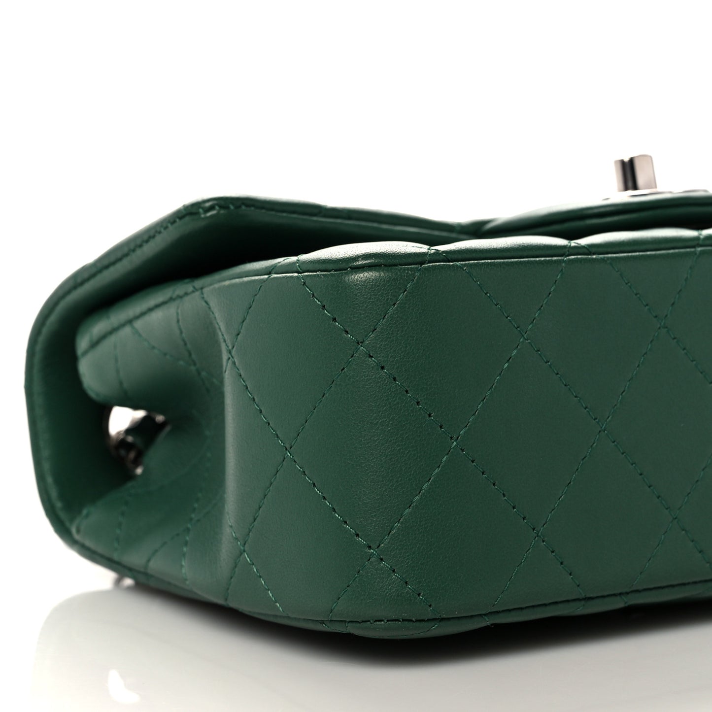 Lambskin Quilted Mini Rectangular Flap Green