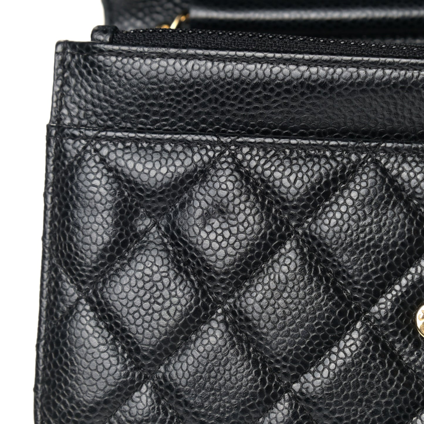 Caviar Quilted Wallet On Chain WOC Black