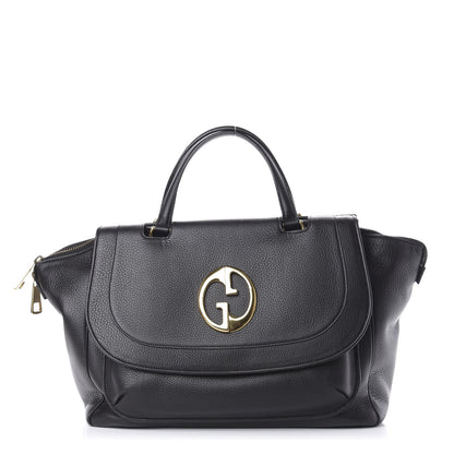 Gucci Pebbled Calfskin Medium 1973 Top Handle Satchel Black 1 of 10