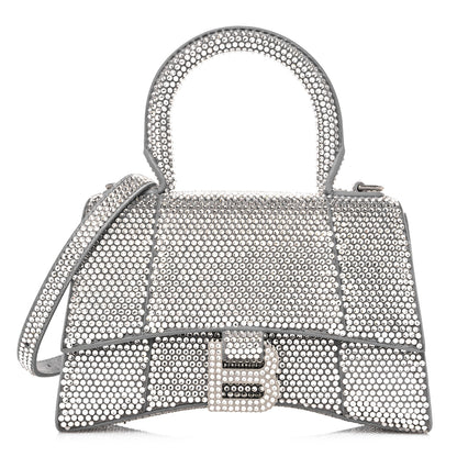 Balenciaga Strass Suede Hourglass Top Handle Bag XS Smoke Grey Crystal 1 of 14