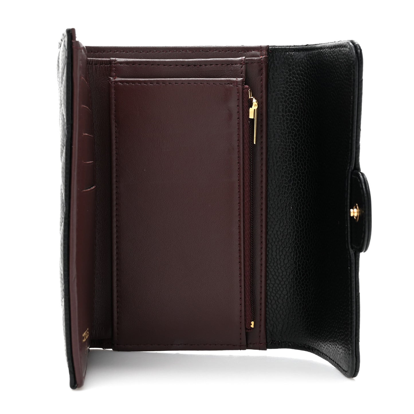 Caviar Quilted Medium Flap Wallet Black