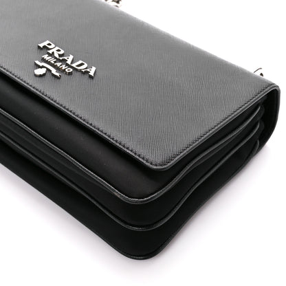Prada Saffiano Tessuto Nylon Chain Shoulder Bag Black 10 of 10