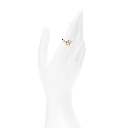 Tiffany 18K Rose Gold Diamond Mother of Pearl T Wire Ring 54 7 2 of 6