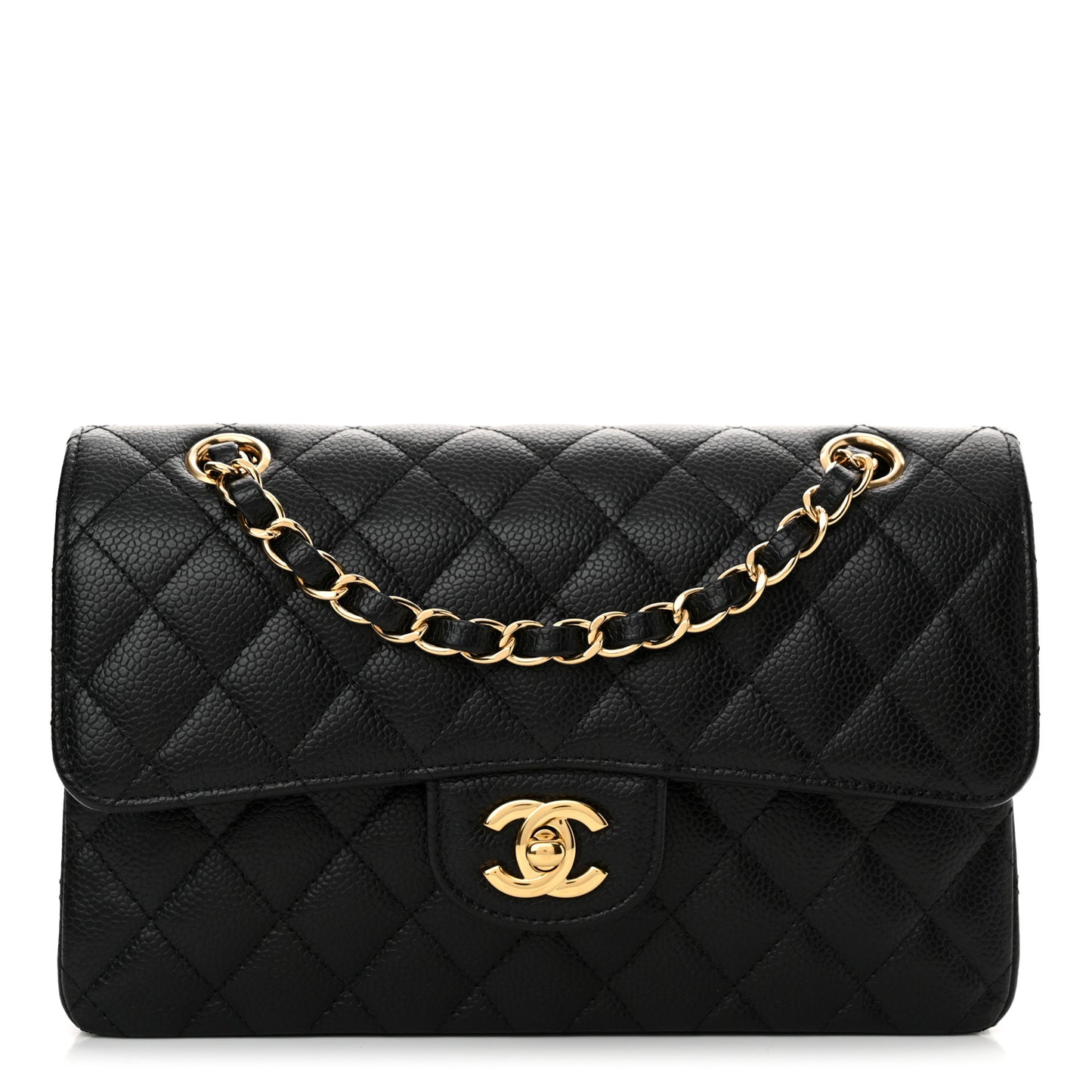 Caviar Quilted Small Double Flap Black