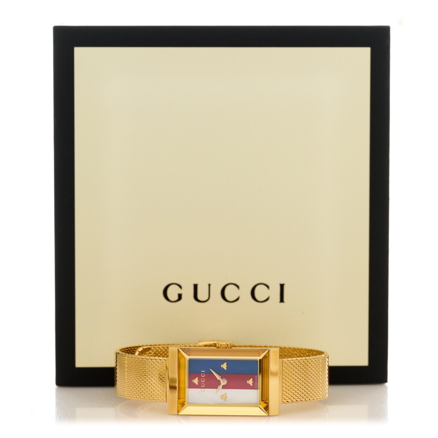 Gucci Stainless Steel Mother of Pearl 21mm Web G-Frame Mesh Quartz Watch Blue 5 of 5