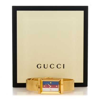 Gucci Stainless Steel Mother of Pearl 21mm Web G-Frame Mesh Quartz Watch Blue 5 of 5