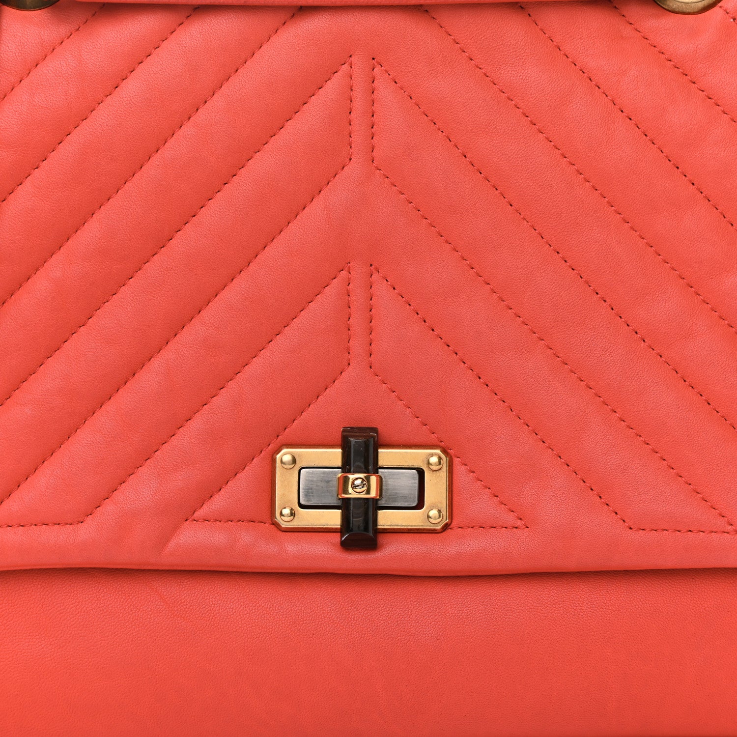 Lanvin Quilted Lambskin Happy Medium Shoulder Bag Coquelicot Orange 7 of 15