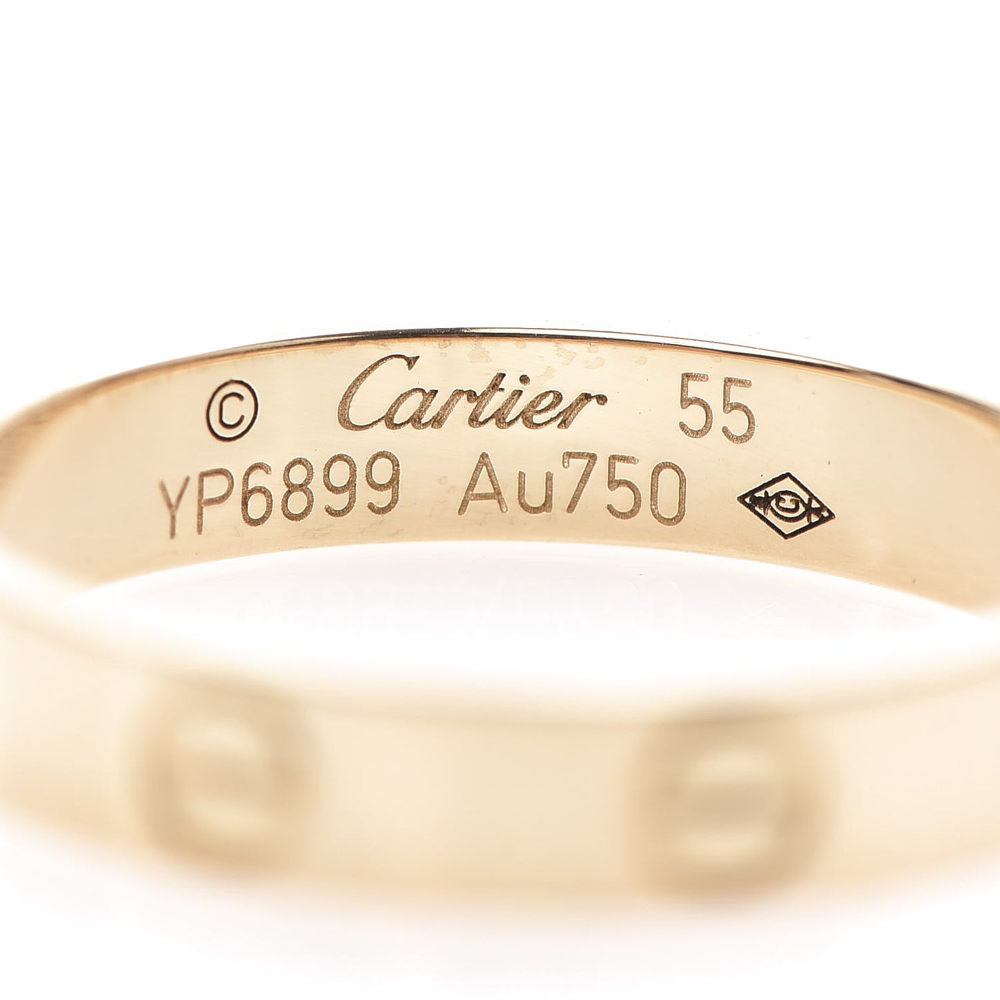 18K Yellow Gold 3.5mm LOVE Wedding Band Ring 55 7.25