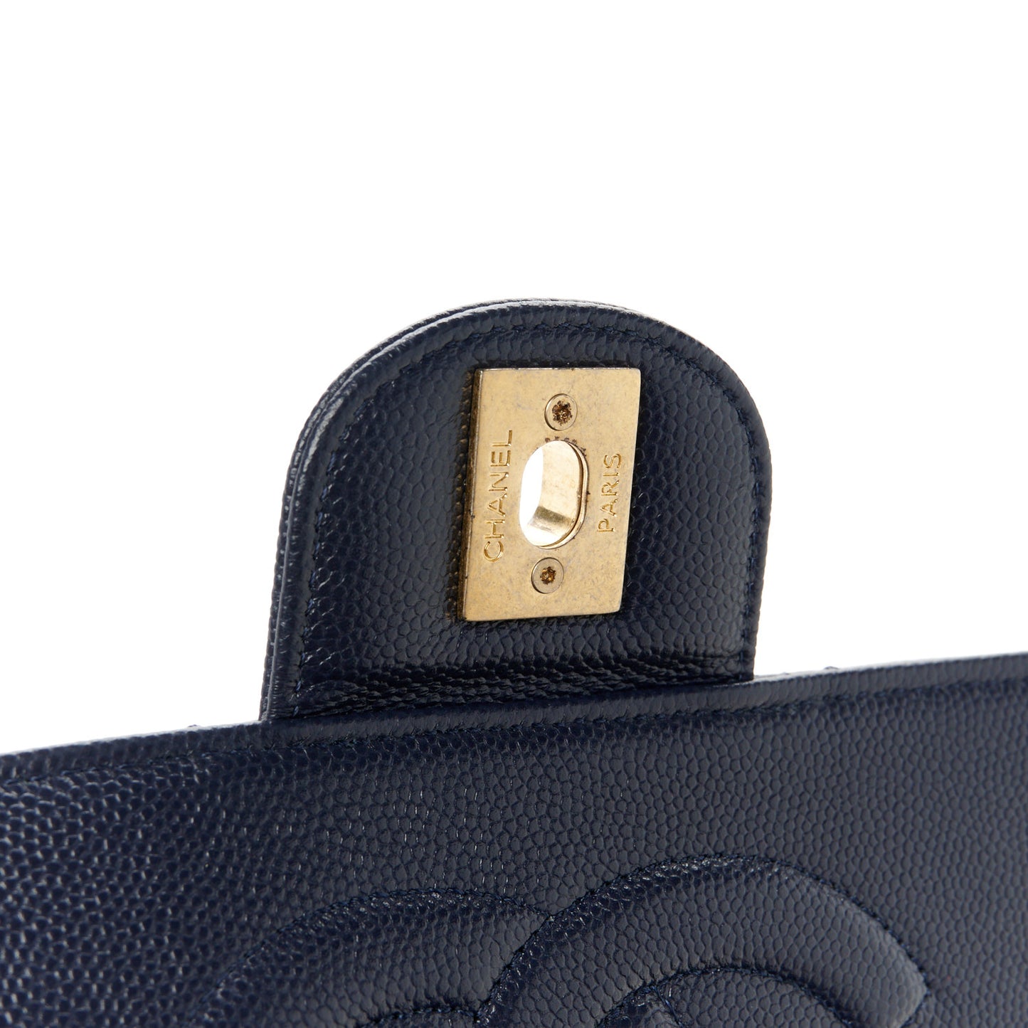 Caviar Quilted Medium Single Flap Navy