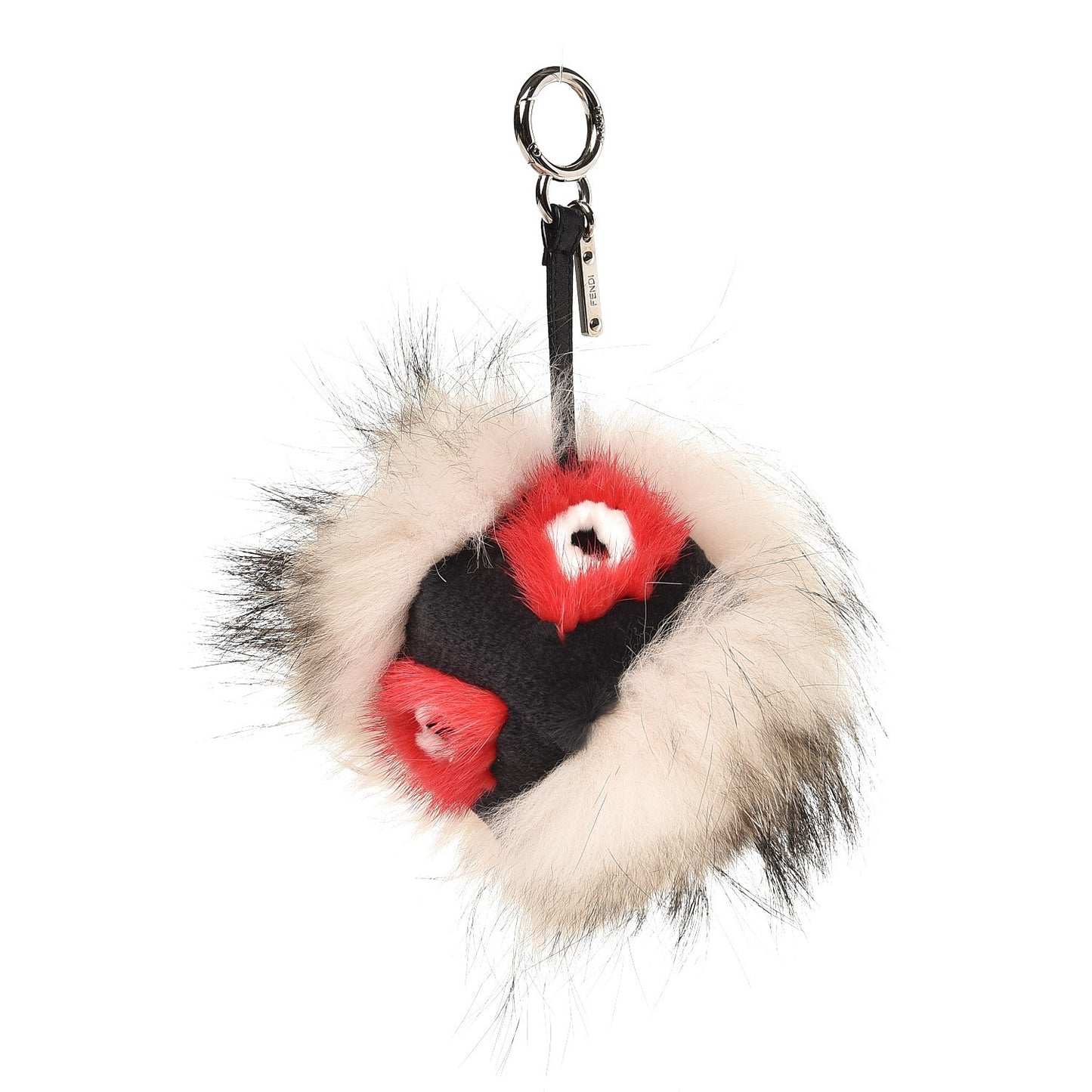 Mink Fox Rabbit Fur Vitello Flamingo Kurioso Monster Bag Bug Charm Beige Multicolor Black