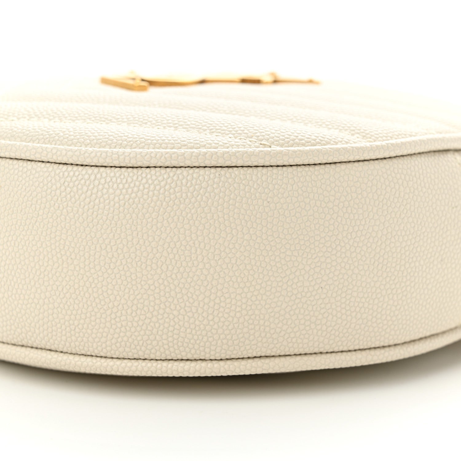 Saint Laurent Grain De Poudre Matelasse Chevron Quilted Round Vinyle Camera Bag Crema Soft 10 of 10