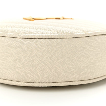 Saint Laurent Grain De Poudre Matelasse Chevron Quilted Round Vinyle Camera Bag Crema Soft 10 of 10