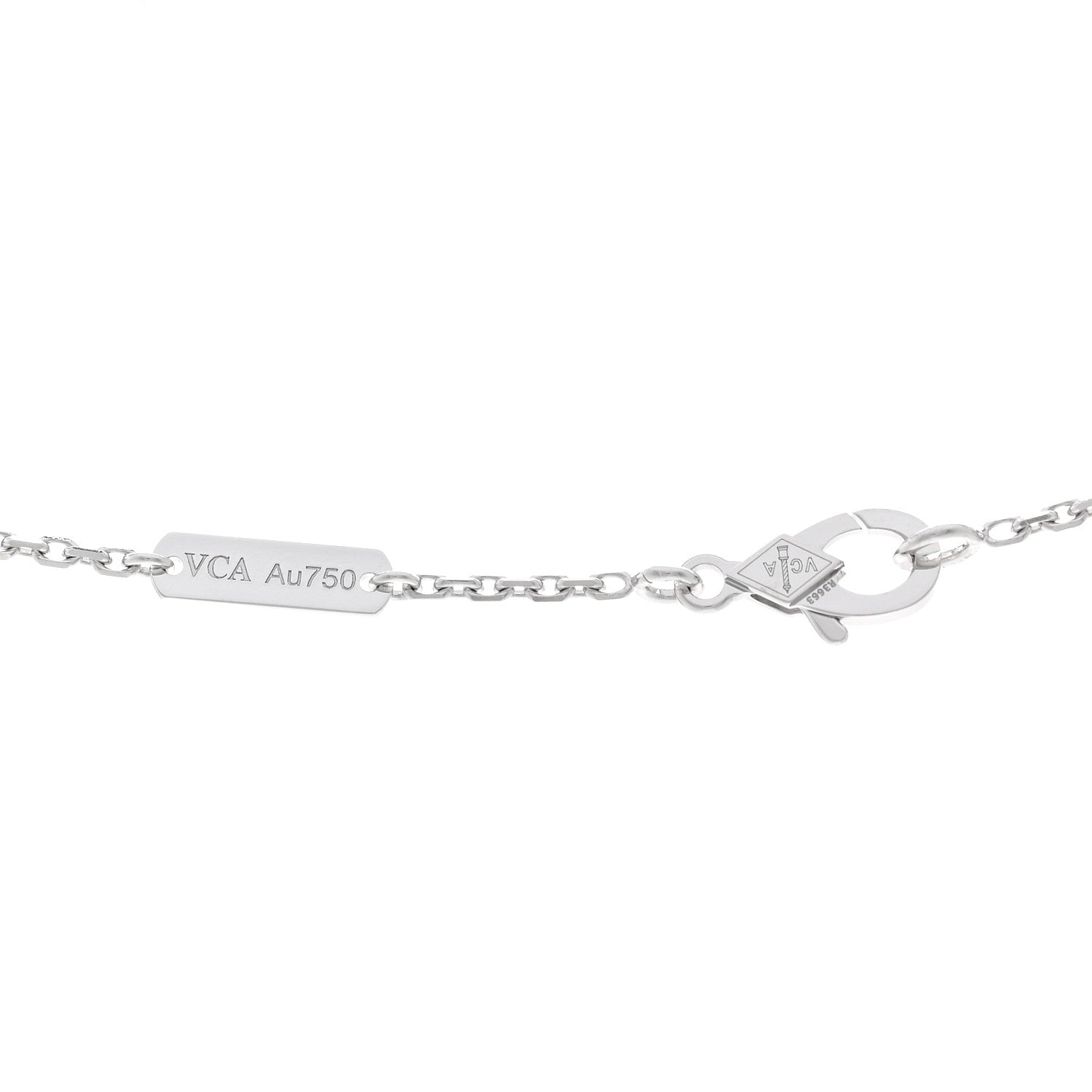 Van Cleef & Arpels 18k White Gold Chalcedony Vintage Alhambra Pendant Necklace 4 of 5