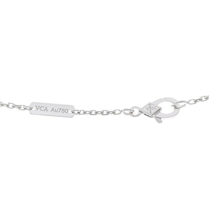 Van Cleef & Arpels 18k White Gold Chalcedony Vintage Alhambra Pendant Necklace 4 of 5