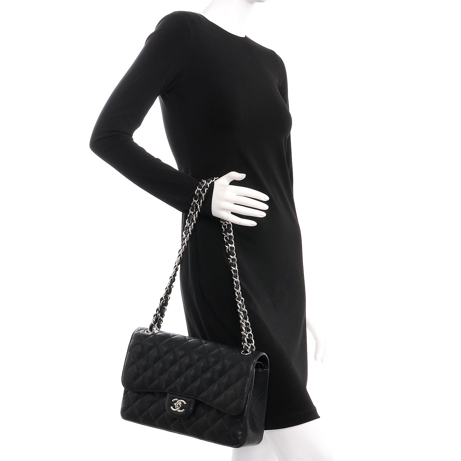 Chanel Caviar Quilted Jumbo Double Flap Black 3 of 9