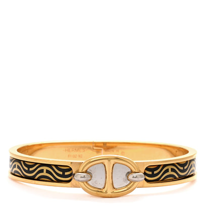 Hermes Enamel Printed Ghost H Mini Clic Chaine d'Ancre Bracelet PM Black 1 of 6