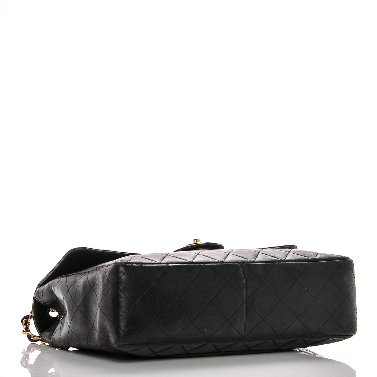Lambskin Quilted Jumbo Single Flap Black