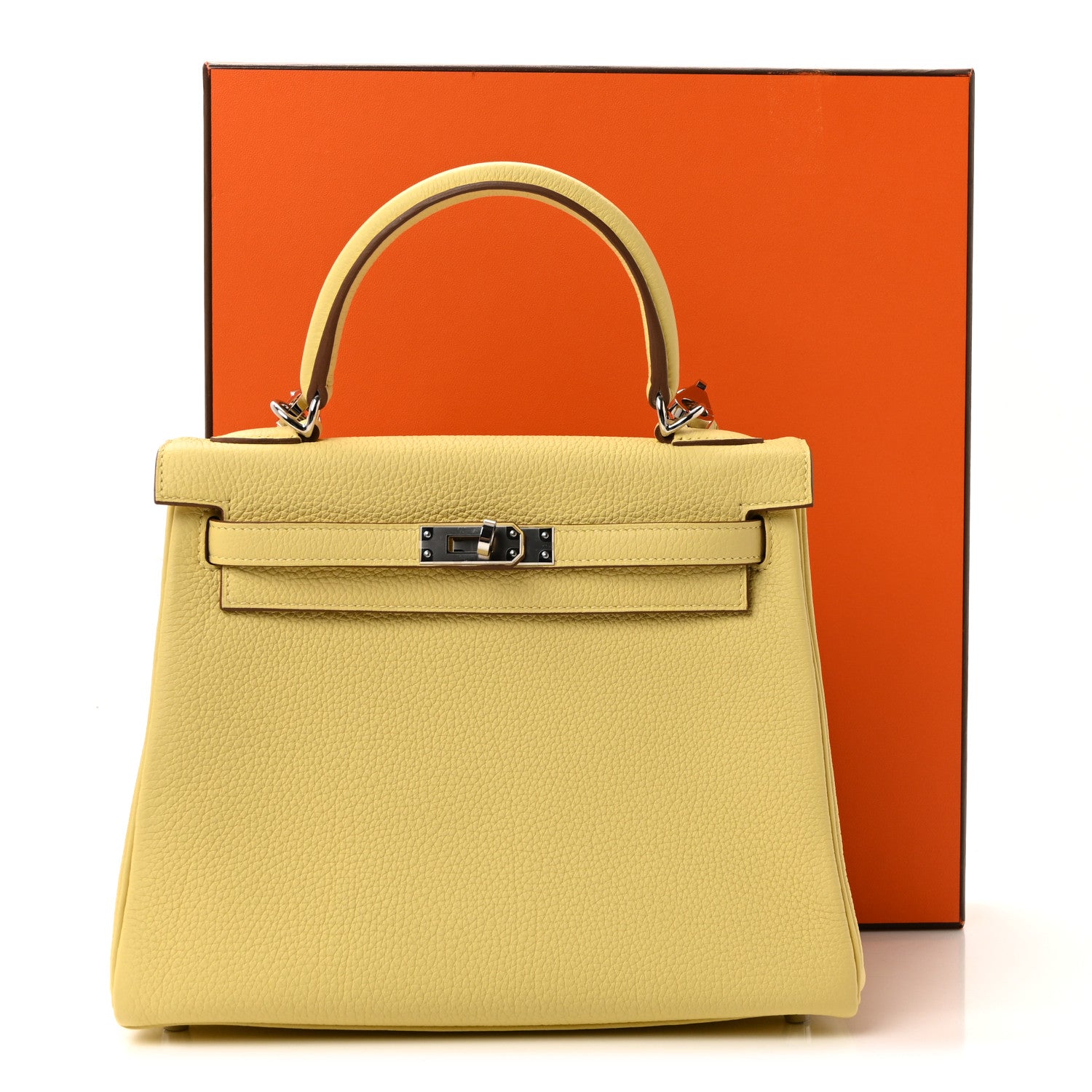 Hermes Togo Kelly Retourne 25 Jaune Poussin 10 of 10