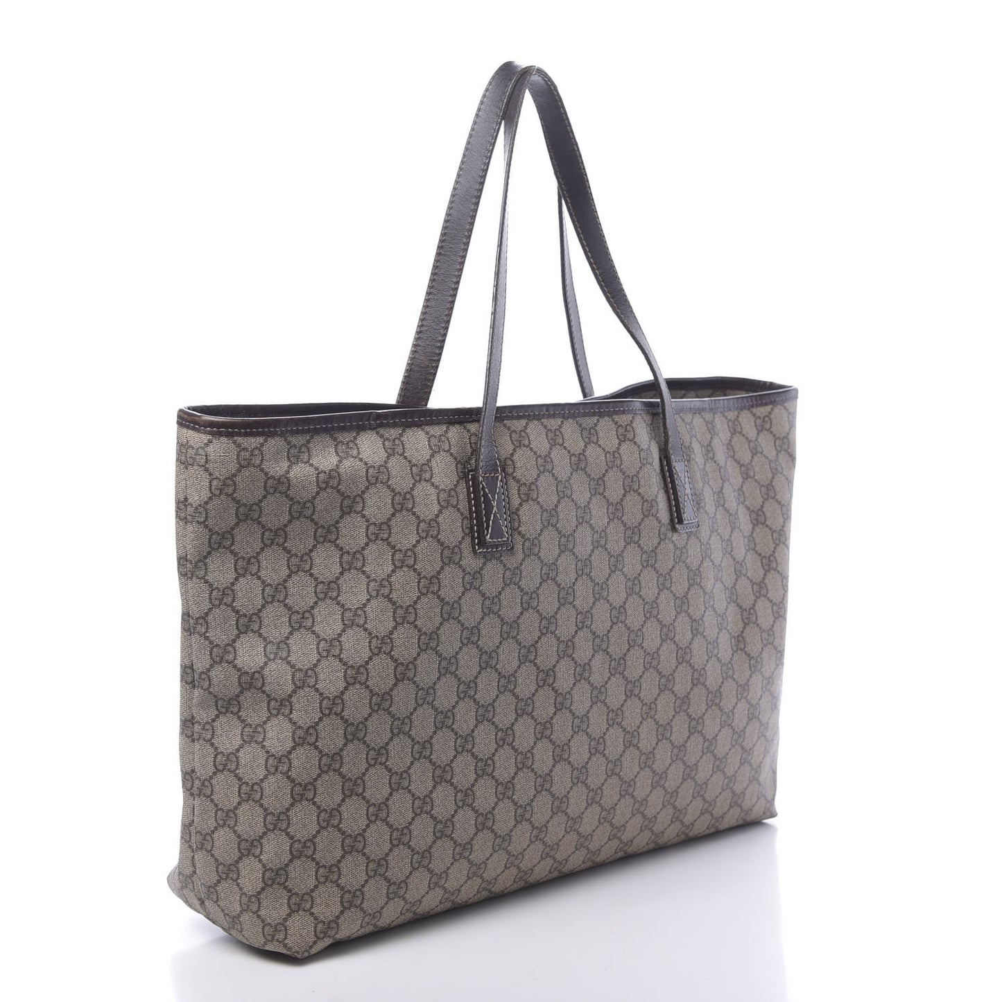 GG Supreme Monogram Large Zippered Shopping Tote Brown