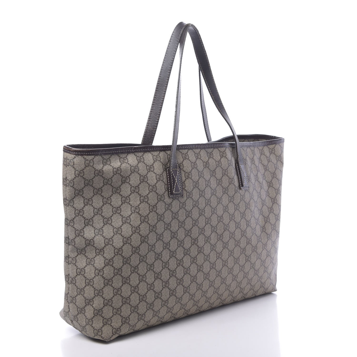 Gucci GG Supreme Monogram Large Zippered Shopping Tote Brown 3 of 11