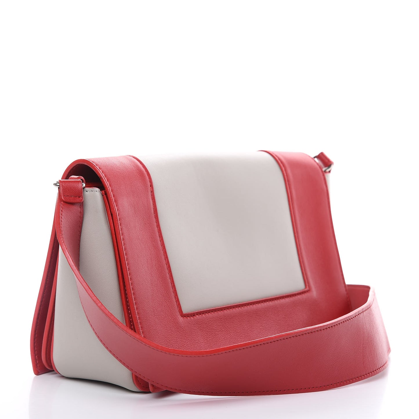 Shiny Smooth Calfskin Medium Frame Shoulder Bag Poppy Red Clay