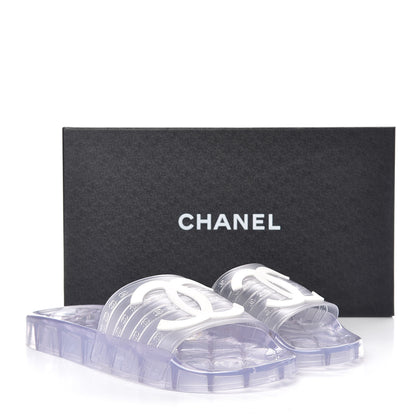 Chanel PVC Transparent CC Flat Slide Sandals 40 White 9 of 9